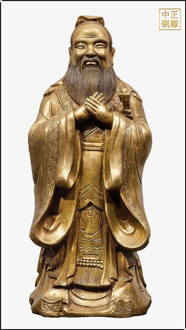 小銅孔子雕塑擺件