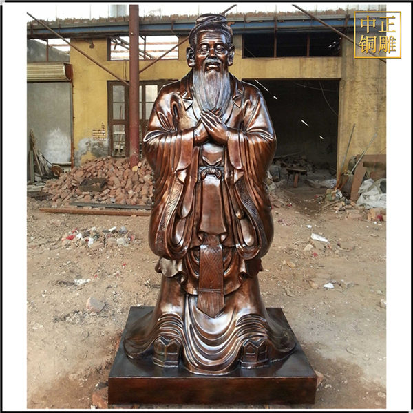 校園抱拳孔子銅像鑄造